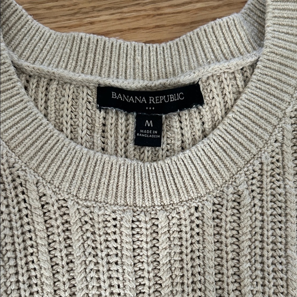 Banana Republic Cream Ribbed Knit Sleeveless Sweater Vest - Picture 2 of 3